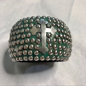 Boho Green Stud and Cross Bangle